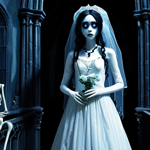 Home 11 **Teenieping in the Gothic World of Corpse Bride:** "Teeniepings accidentally transported to the gothic and mysterious world of Corpse Bride, creating a striking contrast between innocence and melancholy, in a Tim Burton-esque setting. Focus on the struggle to bring light and color to a shadowy world."