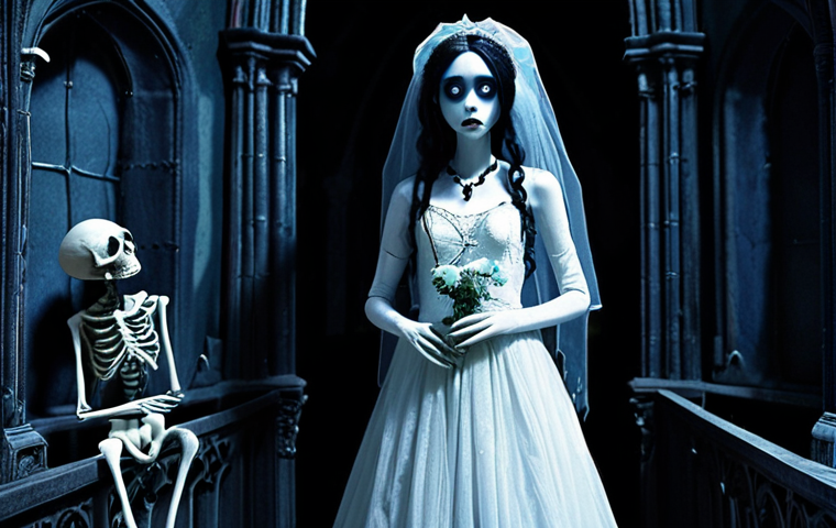 **Teenieping in the Gothic World of Corpse Bride:** "Teeniepings accidentally transported to the gothic and mysterious world of Corpse Bride, creating a striking contrast between innocence and melancholy, in a Tim Burton-esque setting. Focus on the struggle to bring light and color to a shadowy world."