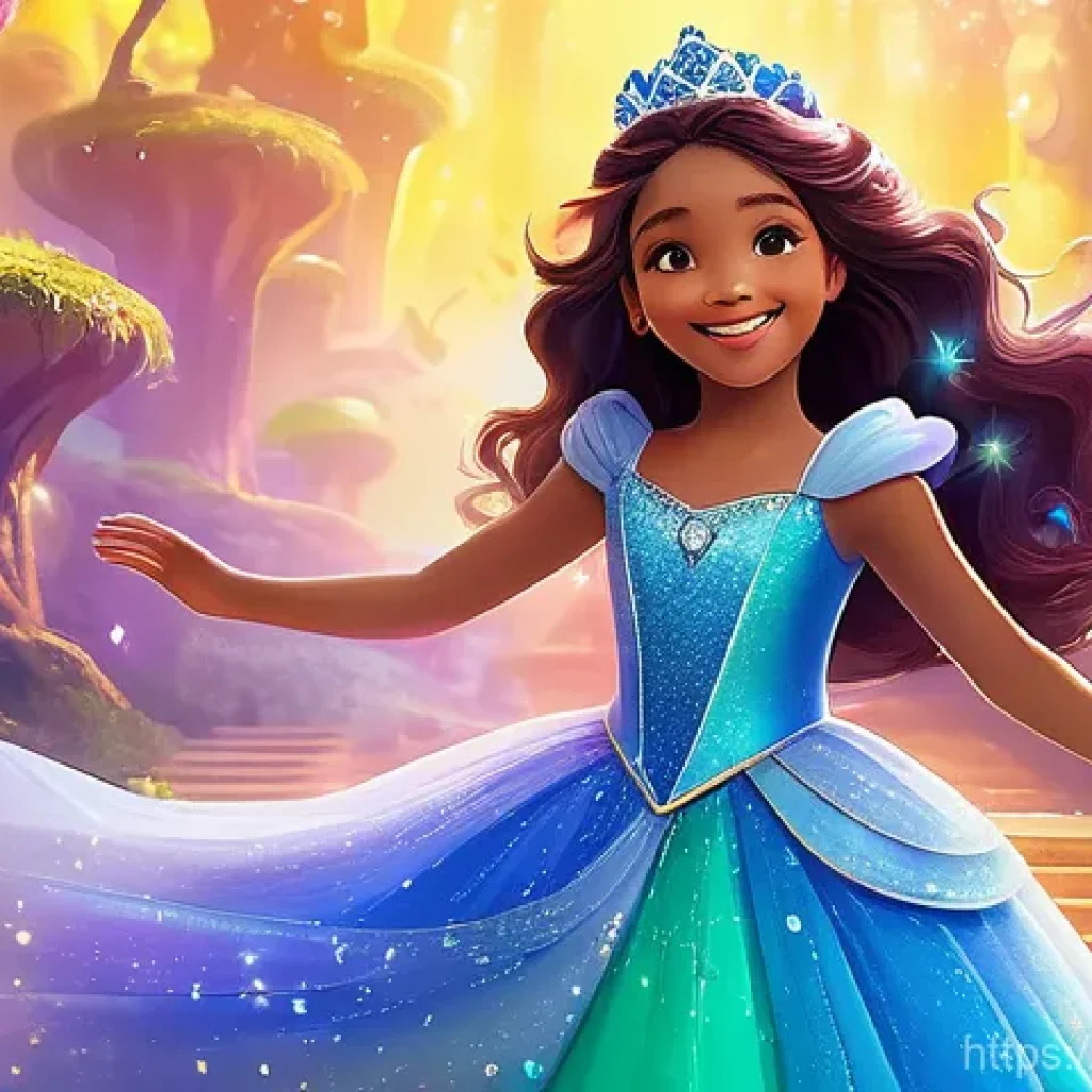 티니핑 애니메이션 평가 리뷰 - **Prompt: "Princess Romi and a vibrant group of diverse Teeniepings in a magical, sparkling setting....