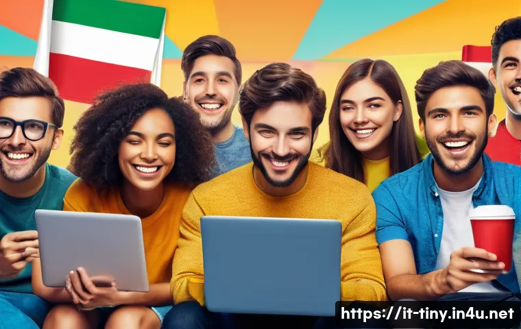 티니핑 팬클럽 가입 방법 - A vibrant online fan club community scene featuring diverse Italian adults and teenagers actively en...