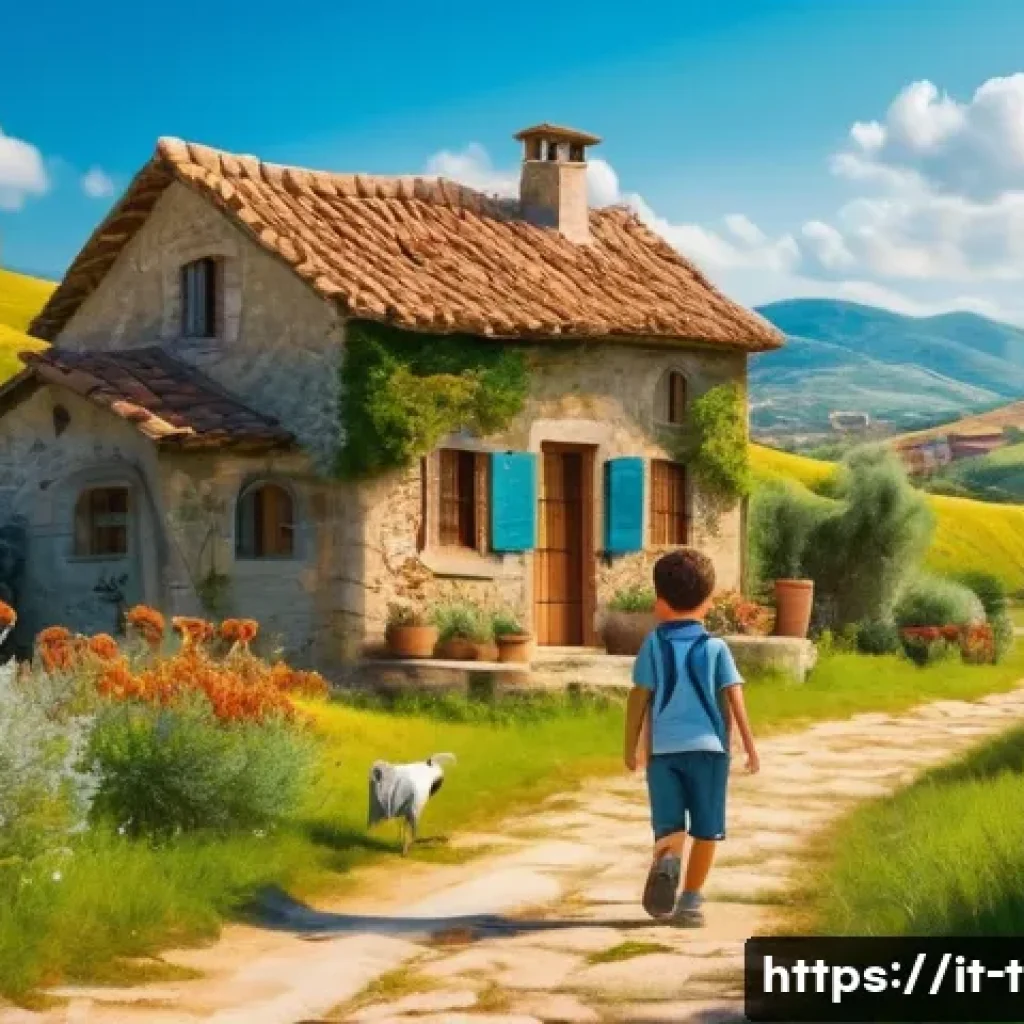 티니핑 캐릭터별 인간 친구 - A vibrant and heartwarming scene of a young Italian boy named Marco, curious and brave, playing outd...