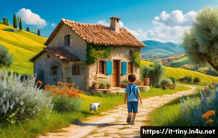 티니핑 캐릭터별 인간 친구 - A vibrant and heartwarming scene of a young Italian boy named Marco, curious and brave, playing outd...