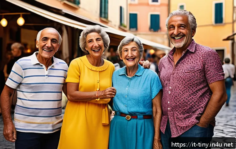 티니핑 캐릭터 성격 유형 - A vibrant group scene featuring diverse TiniPing characters in a lively Italian piazza, each charact...